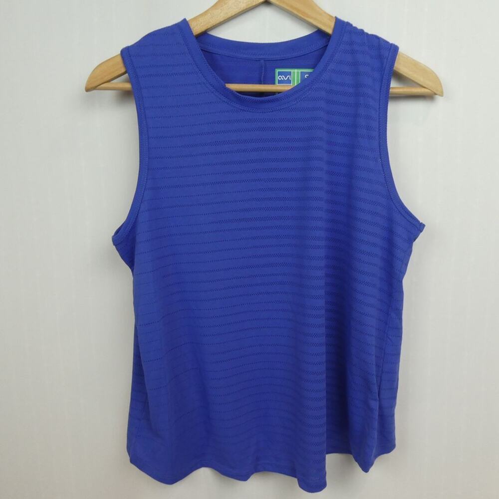 AVI Athletics‎ Sleeveless Orc Tank Top Sz S Striped Mesh Blue Pickleball Gear
